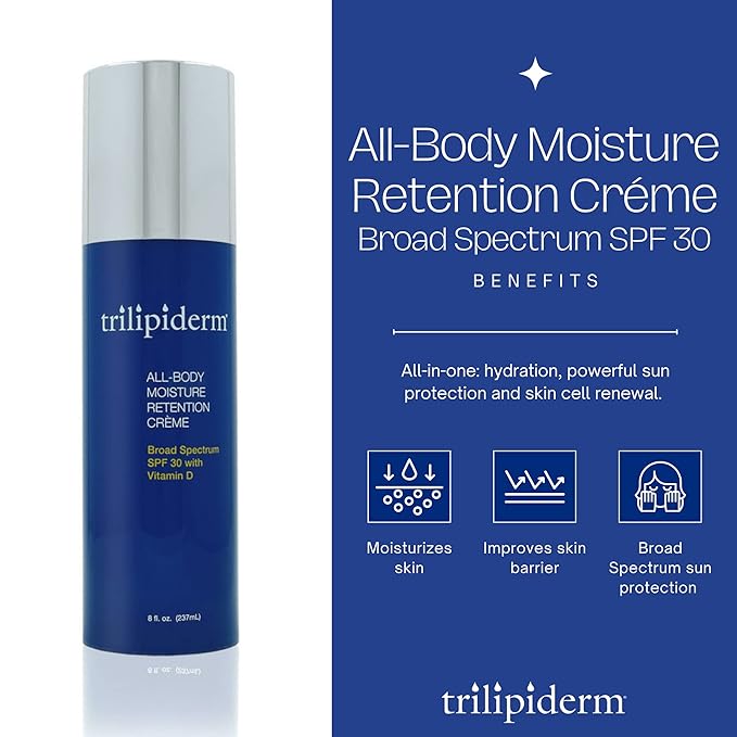 Trilipiderm Moisturizing Sunblock 8oz All Day Hydration for Body and Face, Vitamin D Enriched Broad Spectrum Sunscreen, Two Pack-VivaGrace Women