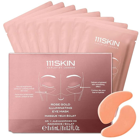 111SKIN Rose Gold Illuminating Eye Mask, Brightening & Hydrating Under Eye Patches for Dull, Dry Skin with Rose Extract, Colloidal Gold & Vitamin C, Improves the Appearance of Dark Circles, 8 Pairs-VivaGrace Women