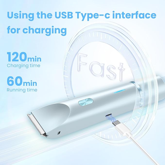 Bikini Trimmer for Women-2 in 1 Electric Razors for Women,USB Rechargeable Bikini Electric Shaver,IPX7 Waterproof Dry & Wet Use Body Hair Trimmer and Facial Hair Remover for Underarm Leg Body,Blue-VivaGrace Women