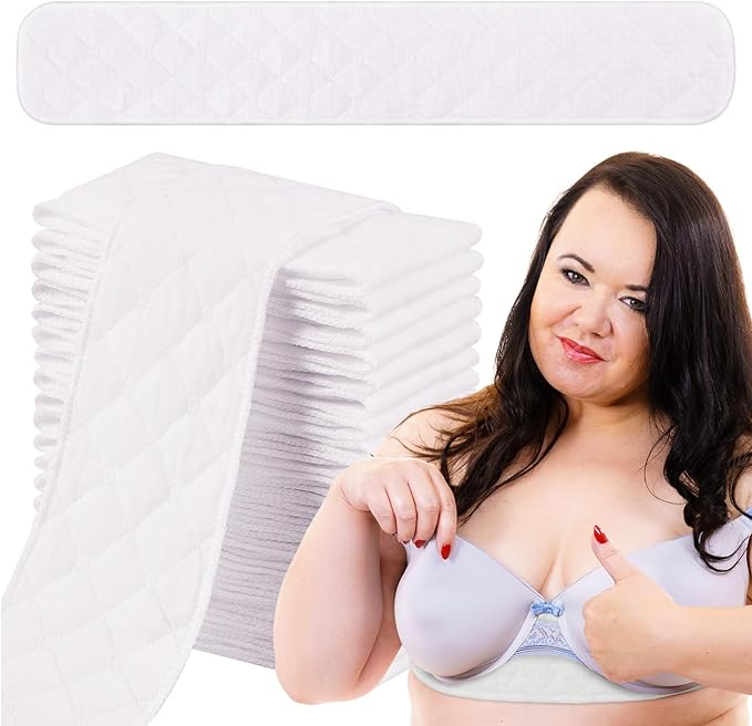 Toulite 20 Pcs Bra Liners for Sweat 18x3 Inch 3 Layer Washable Rectangle Cotton Under Breasts Pads for Women Absorb Sweating-VivaGrace Women