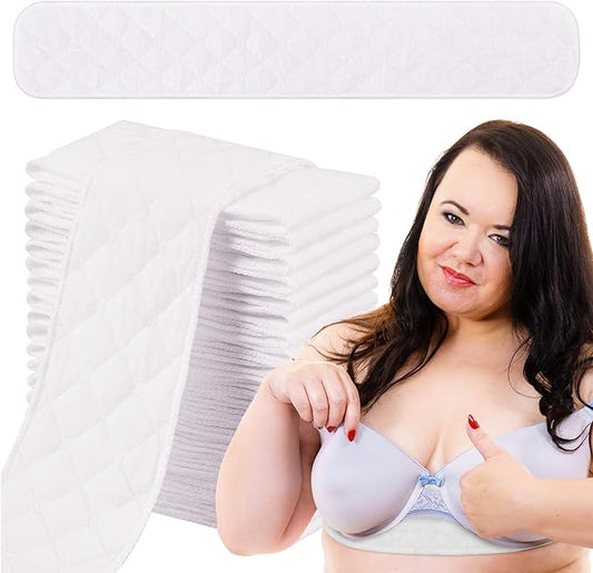 Toulite 20 Pcs Bra Liners for Sweat 18x3 Inch 3 Layer Washable Rectangle Cotton Under Breasts Pads for Women Absorb Sweating-VivaGrace Women