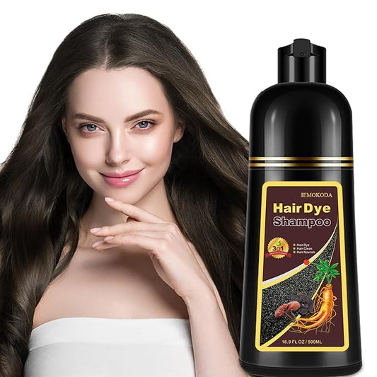 Natural Black Tea Hair Dye Shampoo 3-in-1, 100% Gray Hair Coverage in Minutes, Hair Instant Dye Shampoo for Women Men, Plant Based Hair Color Shampoo with Conditioner, Champu Con Tinte Para Canas-VivaGrace Women