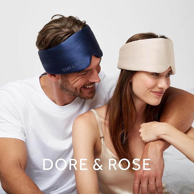 Dore & Rose Deep Sleep Mask Light Blocking, 23 Momme Mulberry Silk Eye Mask, Ultra Soft, Adjustable - Travel Sleeping Mask for Men & Women - Champagne-VivaGrace Women