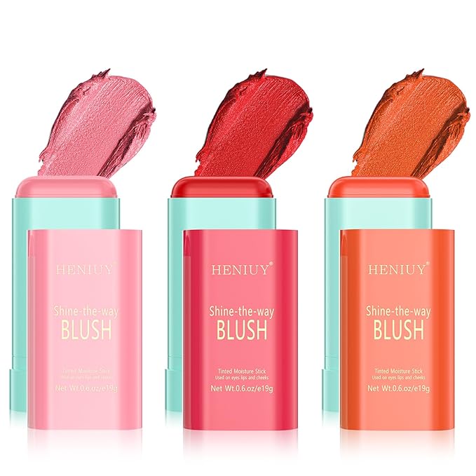 Orange Blush, Multi-Use Blush Stick, Cream Blush for Cheeks, Long Lasting and Waterproof, Natural-Looking Stick Blush for All Skin, Makeup Blush, Coral Orange-VivaGrace Women