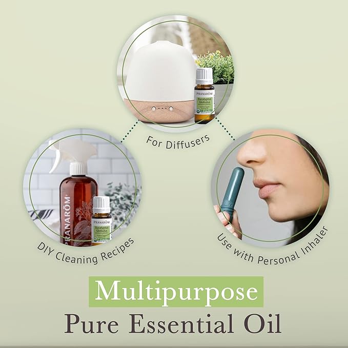 Pranarom USDA Certified Organic Eucalyptus Globulus Essential Oil (30ml), 100% Pure Undiluted Therapeutic Grade from Portugal for Aromatherapy, Diffuser, Topical Care, Relaxation-VivaGrace Women