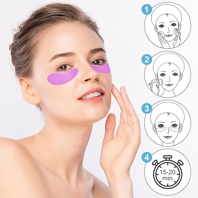 5 Pairs Under Eye Patches - Silicone Reusable Eye Patches Reduce Wrinkles and Fine Lines, Pair With Metal Eye Cream Applicator, Under Eye Mask for Skin Care Effect to Reduce Wrinkles Fine Lines-VivaGrace Women