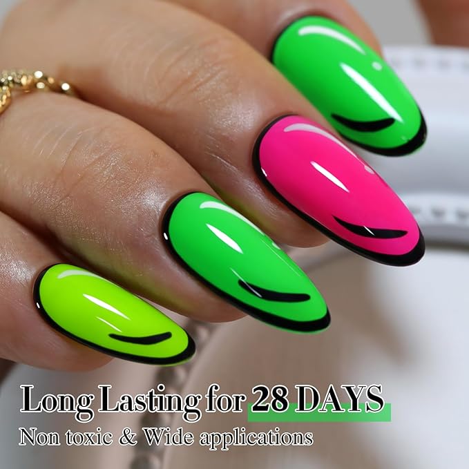 Double Rhythm Translucent Gel Polish Sheer Neutral Natural Light Milky Same Color Same Bottle 15ML Jelly UV Nail Polish Nail Art DIY at Home (Neon Glow Green-A1421)-VivaGrace Women