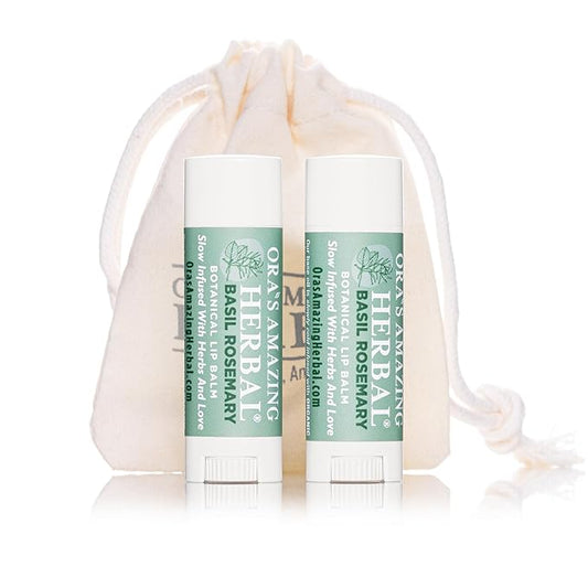 Natural Lip Balm, Perioral Dermatitis Treatment, Calendula Lip Balm, Healing Lip Balm with Immune Supportive Basil & Rosemary Essential Oil, Organic Coconut Oil, 2 Pak, Ora's Amazing Herbal-VivaGrace Women