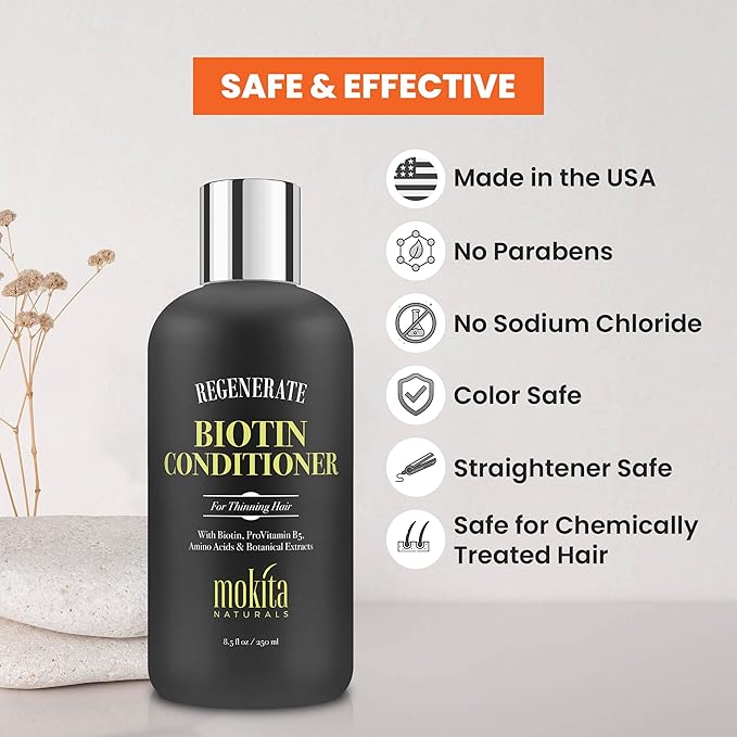Conditioner with Biotin, ProVitamin B5 and Amino Acids for Repair Treatment and Deep Moisturizing for All Hair Types - Detangle, Protect and Support New Hair Growth - 8.5 Ounces-VivaGrace Women