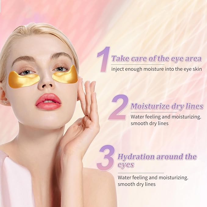 Premium Under Eye Patches, Gel Eye Patches Hydrating & Refresh for Puffy Eyes, Under Eye Bags & Dark Circles, Natural Collagen Eye Gels Pads, Crystal Anti-Aging Eye Mask (Light blue)-VivaGrace Women