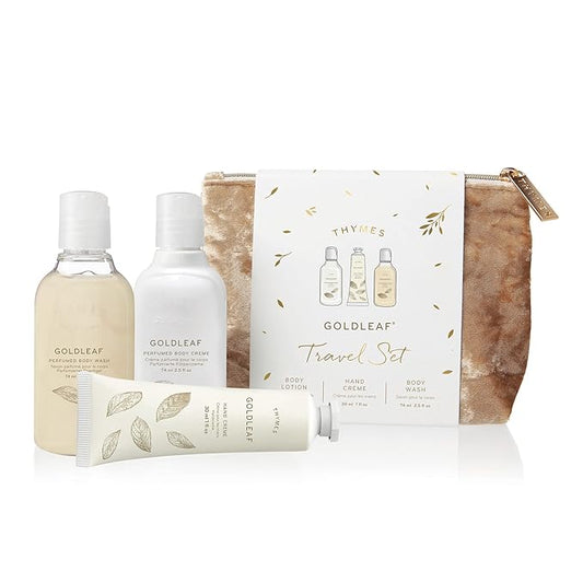 Thymes Perfumed Travel Set and Beauty Bag - Contains Body Wash, Body Lotion & Hand Cream - Goldleaf-VivaGrace Women