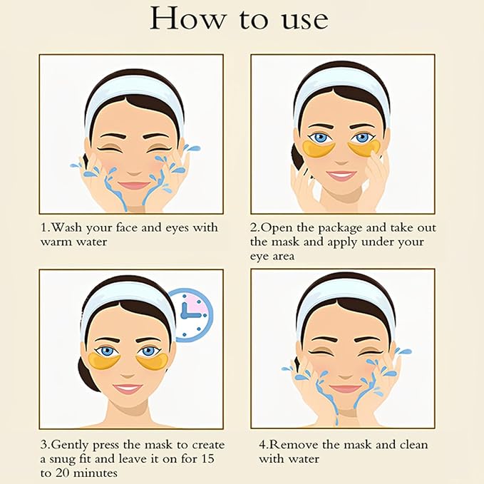 Under Eye Patches (30 Pairs) -24K Gold Eye Masks for Puffy Eyes and Dark Circles Collagen Skin Care Products,Smooth Fine Line, Nourish Skin, Gel Under Eye Patches for Women And Men-VivaGrace Women