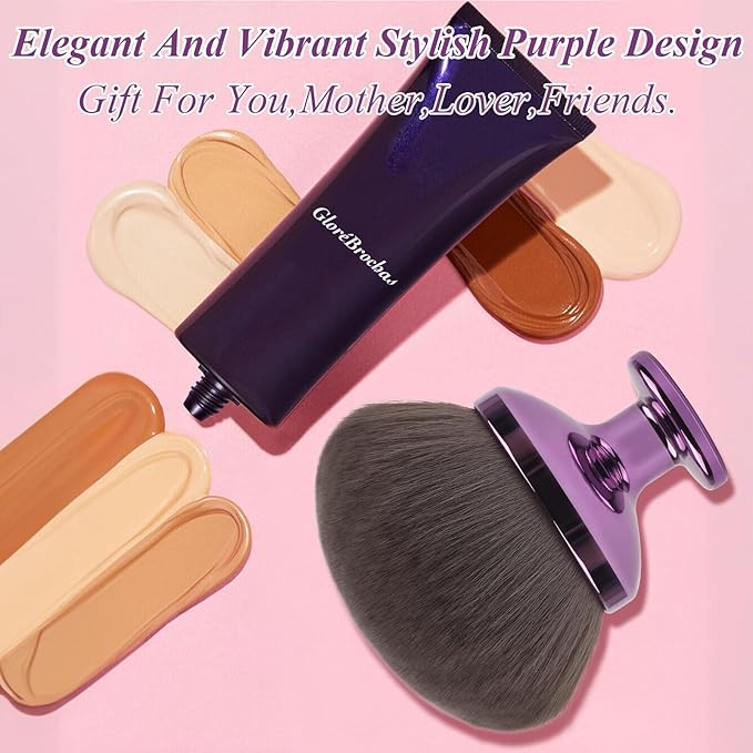 90MM Extra Large Self Tanner Kabuki Makeup Brush – Ultra Soft Dense Vegan Bristles for Body Makeup, Bronzer & Foundation–Applies Tanning Mousse, Lotion & Self Tanner，Wet & Dry (Purple)-VivaGrace Women