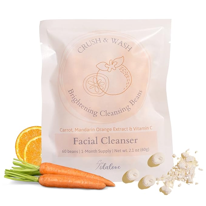 Daily 3 in 1 Facial Cleanser, Exfoliator and Wash-off Mask, Vegan, Cruelty Free, Plastic Free, Travel Friendly, 1 Month Supply Refill (60 Tablets) (Brightening)-VivaGrace Women