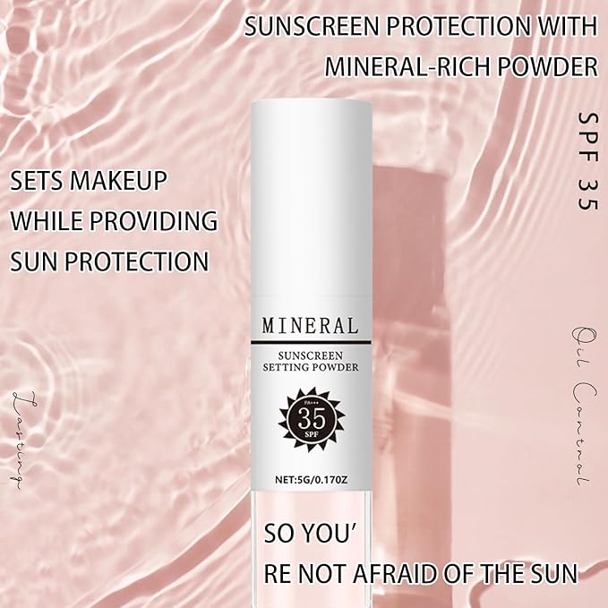 Mineral Sunscreen Setting Powder, SPF 35 Translucent Loose Powder, Mineral Brush Powder, Oil Control Natural Matte Finish, Lasting Lightweight Breathable for All Skin (#04 Pink Complexion)-VivaGrace Women