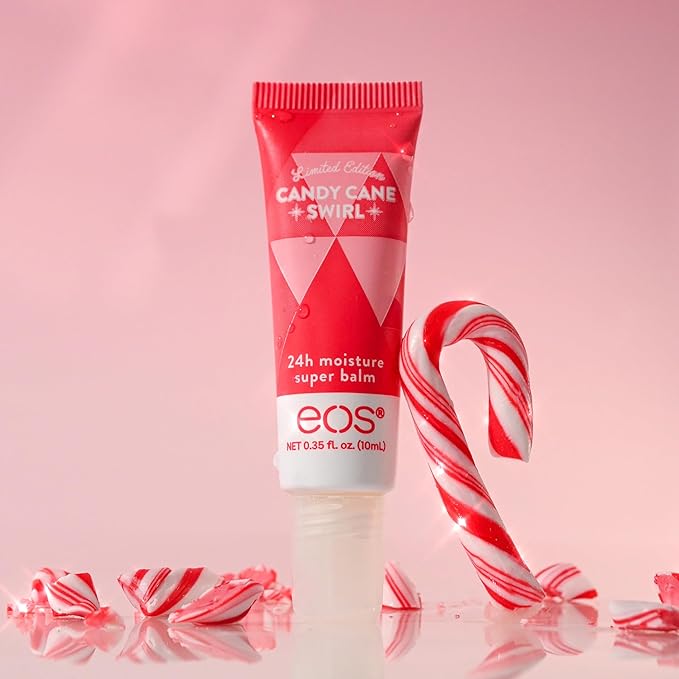 eos Holiday Lip Butter Gift- Candy Cane Swirl Super Balm, 24H Moisture, Stocking Stuffers, 0.35 fl oz-VivaGrace Women