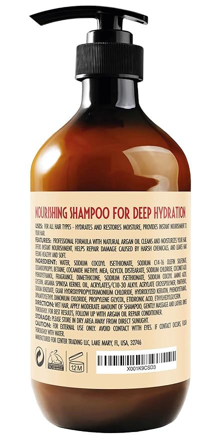 Moroccan Argan Oil Shampoo - Sulfate SLS Paraben Free Moisturizing Treatment for Women and Men - For All Types Including Curly, Dry, Damaged and Oily Hair - Hydrating and Nourishing - Salon Grade-VivaGrace Women