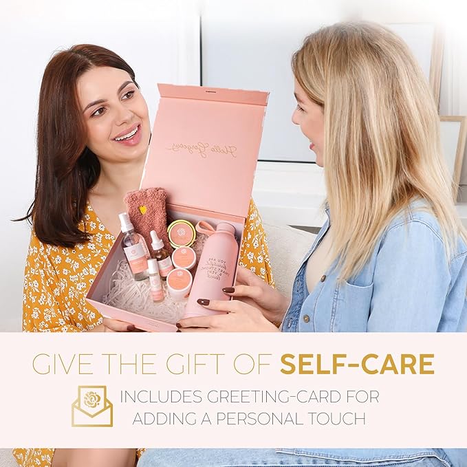 Luxury Spa Gift Basket for Women - Relaxing Self Care Kit with Body Scrub & Cream, Facial Mist, Scented Candle & More - Perfect Birthday Gift For Women - Box Set of 9 Pcs-VivaGrace Women