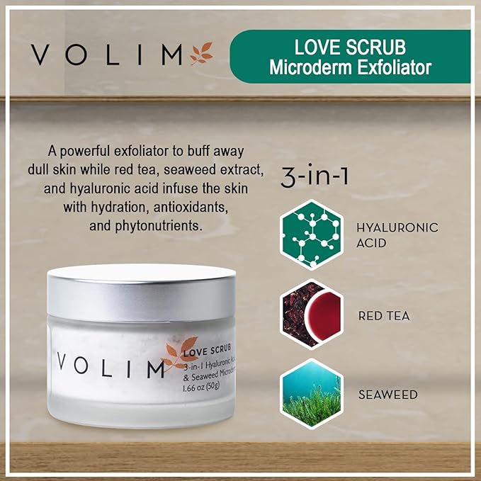 Love Scrub with Hyaluronic Acid Natural Face Exfoliator for Wrinkles, Acne, Fine Lines, Blackheads & Clogged Pores-VivaGrace Women