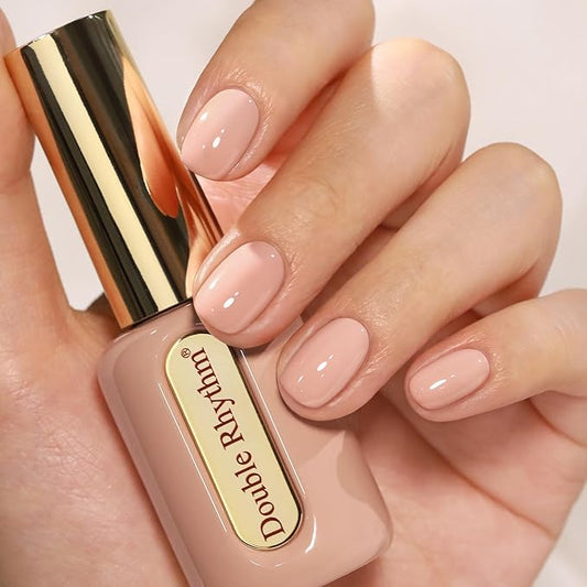 Double Rhythm 0.50 OZ Gel Polish Hema Free Same Color Same Bottle Golden Round Translucent Neutral Natural Milky 15 ML Jelly UV Polish Art DIY at Home (Khaki Nude-C1467)