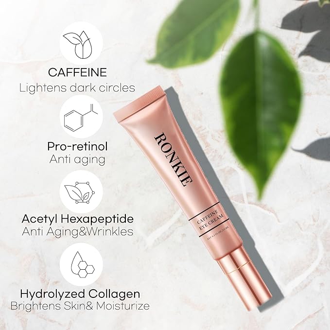Eye Cream for Dark Circles and Puffiness: Caffeine - Retinol Cream- Anti Aging Wrinkles With Collagen Hyaluronic Acid Fine Lines Depuffer in 3-4 Weeks-15 mL-VivaGrace Women