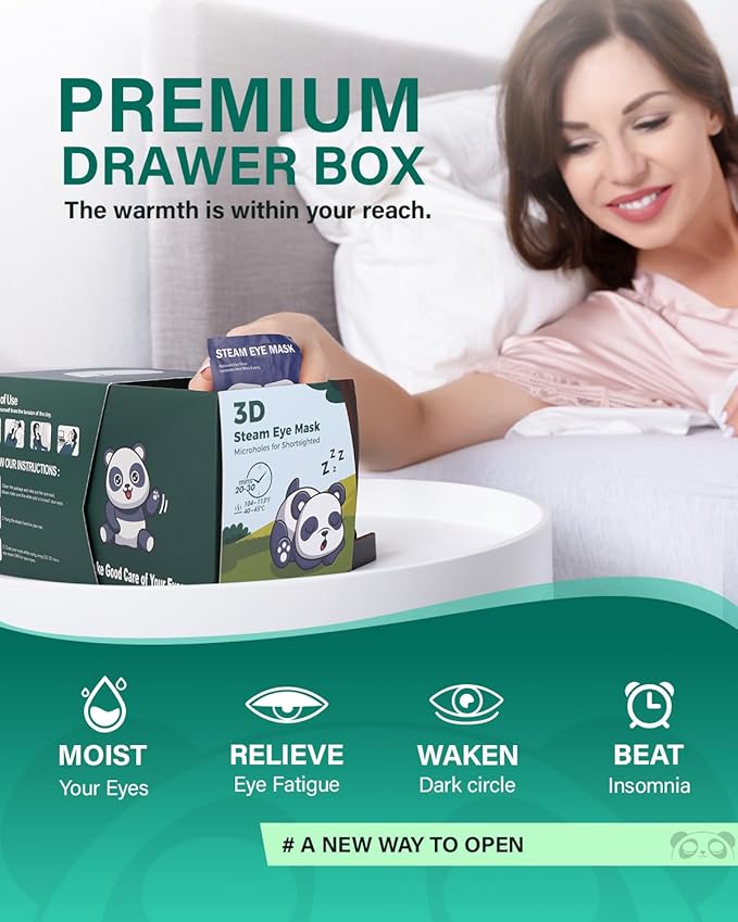 3D Steam Eye Masks for Dry Eyes, 20-Pack Warm Eye Mask, Relief Eye Fatigue & Dark Circle, Heat Sleep Eye Mask for Puffy Eyes, Disposable Eye Mask, Moist Hot Compress Eye Patch for Sleeping, Unscented-VivaGrace Women