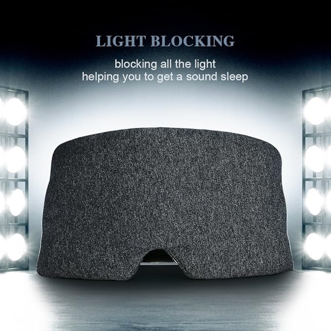 FRESHME Cotton Sleep Eye Mask for Women Men - 100% Blocking Light Travel Blindfold, Soft Zero Pressure Grey Eyes Cover with Adjustable Velcro Strap for Side Sleeper Night Sleeping, Work Nap and Yoga-VivaGrace Women