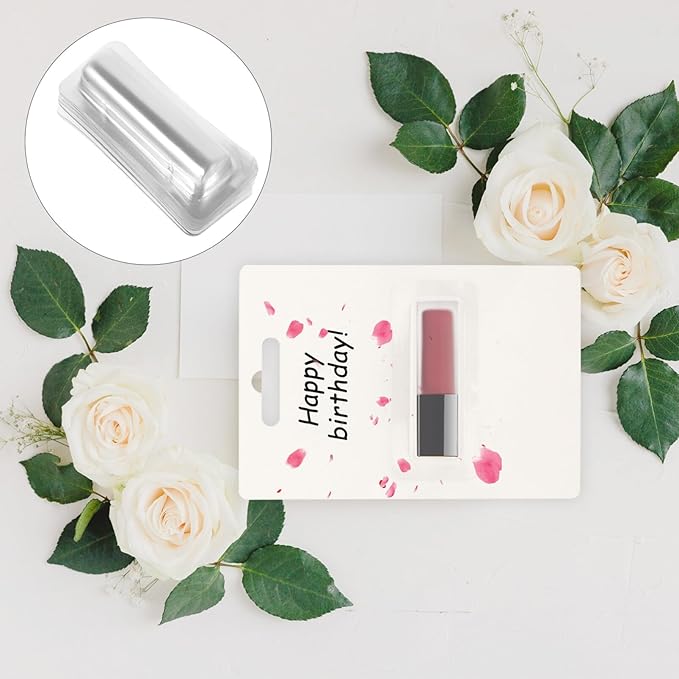 SEWACC 30pcs Clear Plastic Lip Balm Pouches Clear Lipstick Holder Money Card Holder Transparent Lip Balm Window Holder Plastic Domes for Lip Balm-VivaGrace Women