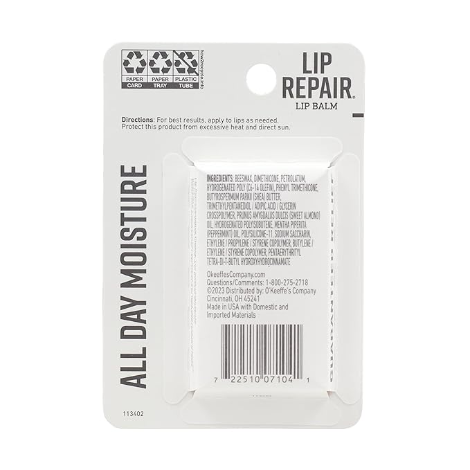 O'Keeffe's Cooling Relief Lip Repair Lip Balm for Dry, Cracked Lips, Stick, Twin Pack-VivaGrace Women