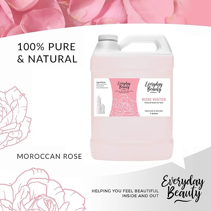 Rose Water Facial Toner Bulk - 1 Gallon Alcohol-Free Vegan All Natural Refreshing for Face and Hair - Uplifts, Calming & Soothing for All Skin Types-VivaGrace Women
