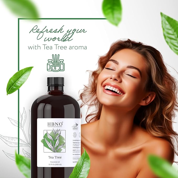 HBNO Tea Tree Oil - Huge 32 oz (950ml) Large Size - Ideal for Diffusers, Cleaning Agents, Deodorizers, and Flavoring Agents.-VivaGrace Women