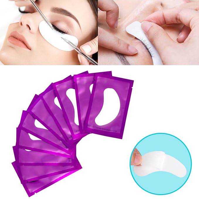 100 Pairs Set Under Eye Pads, Comfy and Cool Under Eye Patches Gel Pad for Eyelash Extensions Eye Mask Beauty Tool (Purple)-VivaGrace Women