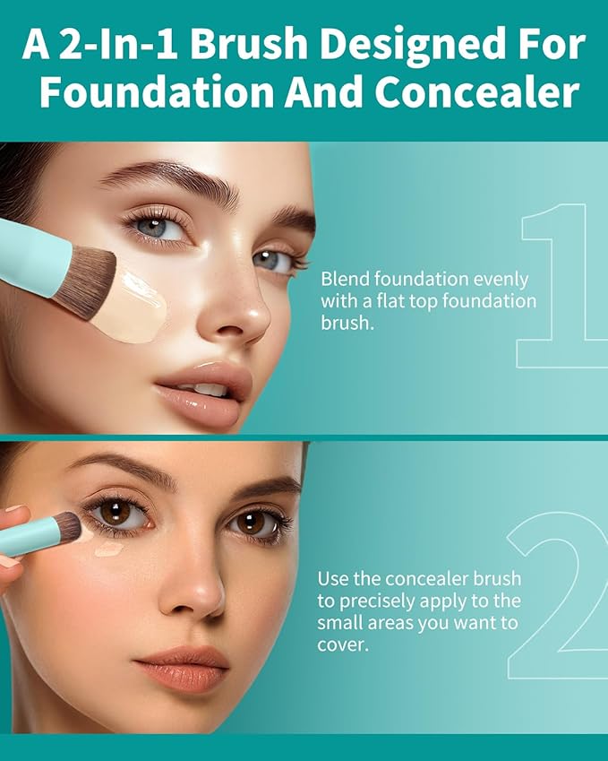 EIGSHOW Foundation and Concealer Brush, Dual Ended Makeup Brush For Flawless Foundation Coverage, Under Eye Concealer, Vegan & Cruelty-free (D110B)-VivaGrace Women