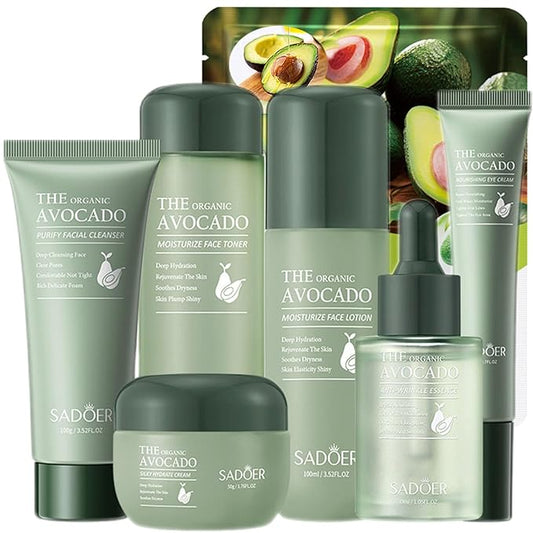 Avocado Skincare Set, 11-In-1 Skincare Gift Set With Facial Cleanser, Face Serum, Face Cream, Eye Cream, Toner, moisturizing lotion& Facial mask. Anti-Aging Skin Care Kit For Women Men-VivaGrace Women
