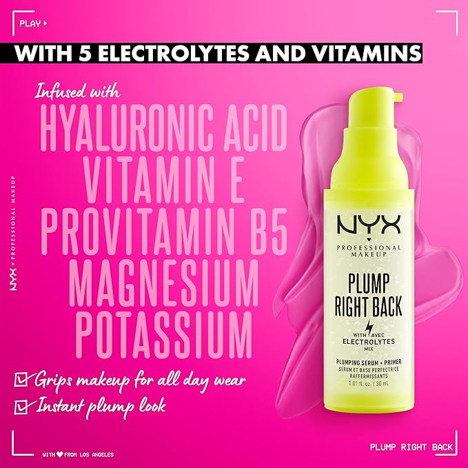 NYX PROFESSIONAL MAKEUP Plump Right Back Plumping Serum & Primer, With Hyaluronic Acid & Bare With Me Concealer Serum, Up To 24Hr Hydration - Vanilla-VivaGrace Women