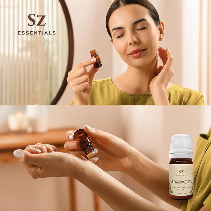 Cedarwood Essential Oil (Cedrus Atlantica) – Therapeutic Grade, 100% Pure & Natural with Soothing Woodsy Aroma for Relaxation, Aromatherapy, Skin Care & Diffuser - 0.17 fl oz. (5ml)-VivaGrace Women