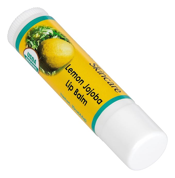 2-Pack Organic Lemon Lip Balm - USDA Certified Organic, 70% Organic Jojoba Oil, Organic Beeswax, Soothes and Softens Dry, Cracked, and Sensitive Lips, Natural Lemon Scent No Taste. 0.15 oz/4.6 gm-VivaGrace Women