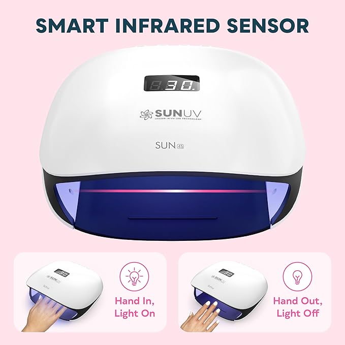 SUNUV UV LED Nail Lamp, UV Light for Gel Polish with 4 Timer Settings, Nail Dryer with LCD Display, Removable Base SUN4S Black-VivaGrace Women