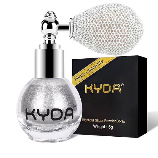 KYDA Highlighter Powder Spray, Glitter High Gloss Spray Shimmer Sparkle Powder Makeup Spray, for Face Body Cosmetic-Metallic Silver-VivaGrace Women