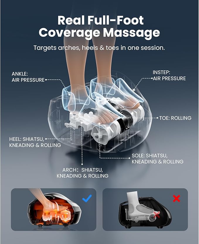 BOB AND BRAD Foot Massager Machine with Heat and Remote-FSA & HSA Eligible, Electric Shiatsu Deep Kneading Foot Massager with 4 Level, Relieve for Plantar Fasciitis and Neuropathy Pain-VivaGrace Women