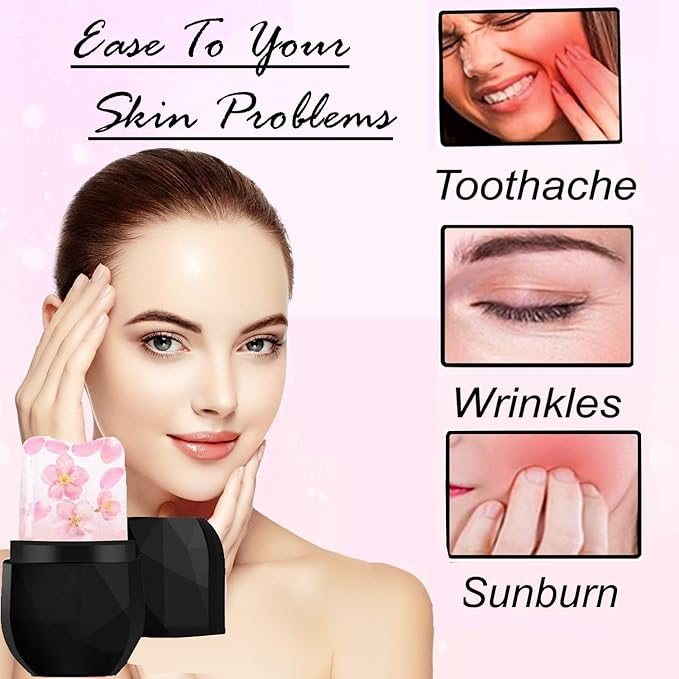 Ice Roller for Face and Eyes, Face Massager Use for Tighten & Double Skin Tone, Enhance Your Natural Glow with Ice Face Roller (Smoky Black)-VivaGrace Women