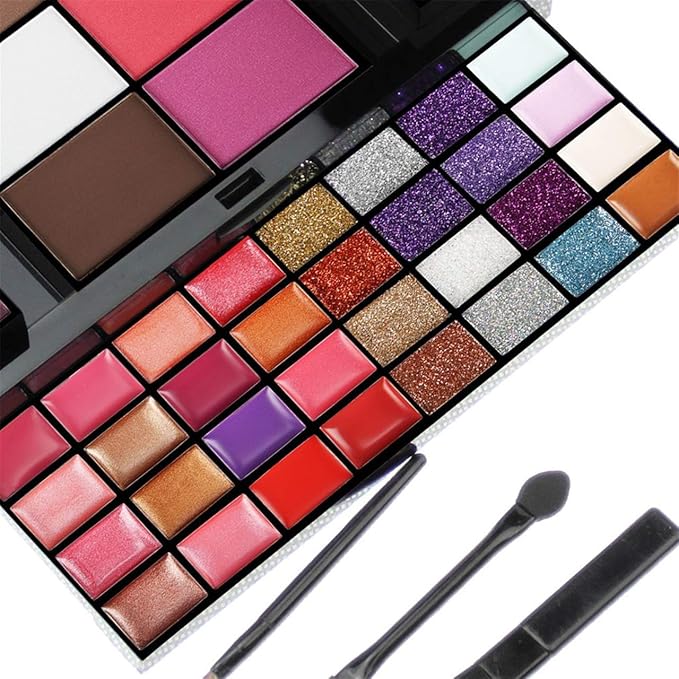 All-in-One Makeup Gift Set Carry All Makeup Kit for Women Full Kit With Makeup Bag Lipgloss Lipstick Concealer Blush Foundation Face Powder Eyeshadow Palette Cosmetic Palette #2-VivaGrace Women
