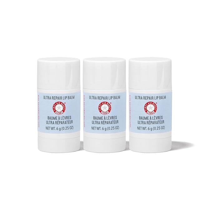 First Aid Beauty Ultra Repair Lip Balm – Instantly Hydrates to Leave Lips Soft, Supple + Plump – Concentrated Formula of Botanical Oils, Butters + Waxes – Three Pack, 3 * 0.25 oz-VivaGrace Women