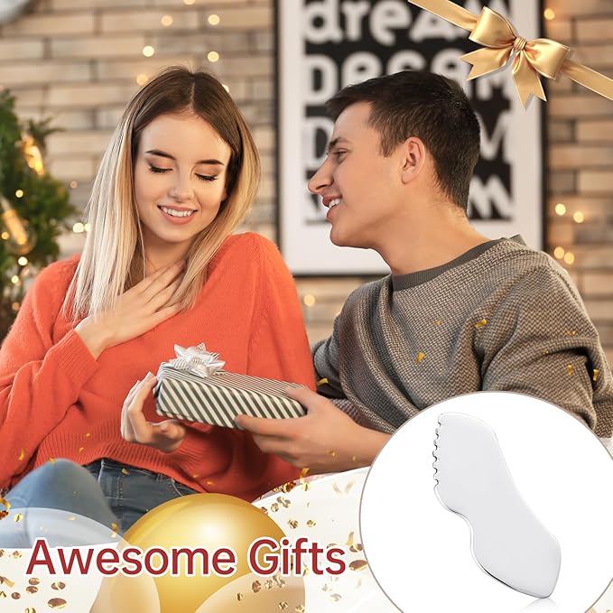 Stainless Steel Gua Sha Facial Tools, Face Comb & Massager Metal Gua sha Tool for Blood Circulation & Lymphatic Drainage, Body and Face Gua Sha Stone for Tighten Skin-VivaGrace Women