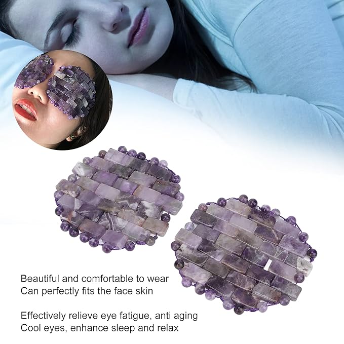 Jade Eye Mask, Amethyst Eye Pack Wrinkle Puff Elimination Dark Circles Fading Quartz Stone Eye Patch Jadestone Eye Massager Relieve Eye Fatigue-VivaGrace Women