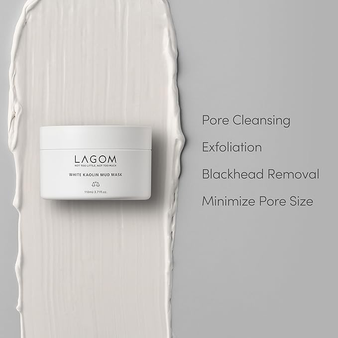 LAGOM White Kaolin Mud Mask for Blackhead Care, Purifying Pore, Dermatologically Tested, for Makeup Boosting 3.3 Fl Oz-VivaGrace Women