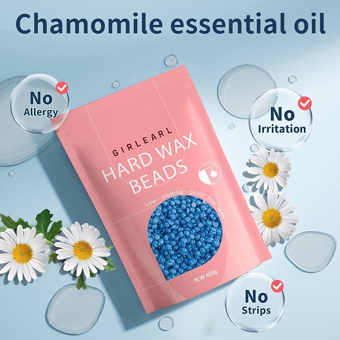 Hard Wax Beads, 1lb Wax Beans for Hair Removal, Hard Wax for Women Sensitive Skin at Home, Wax Refill Perfect for Brazilian Bikini, Eyebrow, Legs, Facial and Full Body with Chamomile Formula-VivaGrace Women
