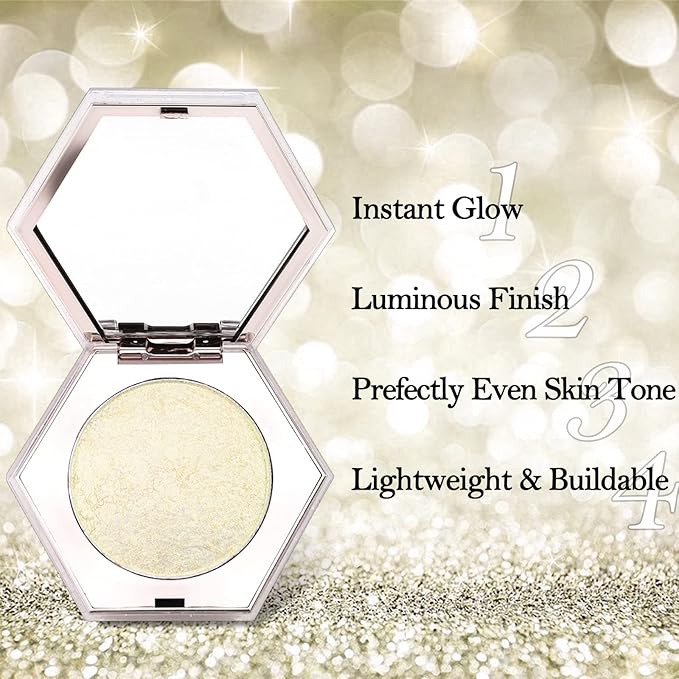 Erinde Champagne Gold Face Highlighter Makeup Palette, Shimmer Diamond Glitter Highlighter Powder for Face Body, Face Highlighters Makeup & luminizers Palette, Long-Lasting Lightweight, 03#-VivaGrace Women