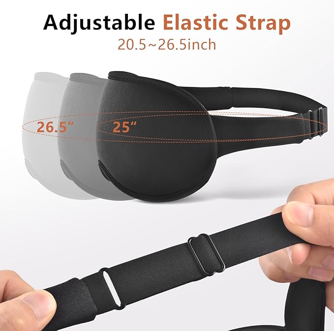 Sleep Mask for Side Sleeper Women Men, Eye Mask for Sleeping Light Blocking, 3D Contoured Cup Sleeping Mask, Soft Breathable Sleep Eye Mask with Adjustable Elastic Strap for Travel (Black)-VivaGrace Women