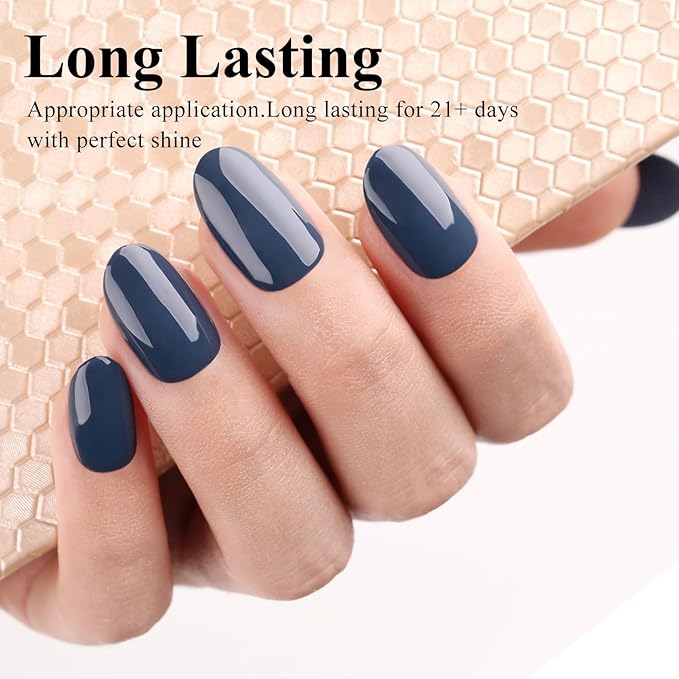 Imtiti Gray Blue Gel Nail Polish, 1 Pcs 15ml Christina Aegean Blue Color Gel Polish Soak Off Nail Art Manicure Salon DIY Nail Lamp Gel Nail Design Decoration at Home Gift for Women